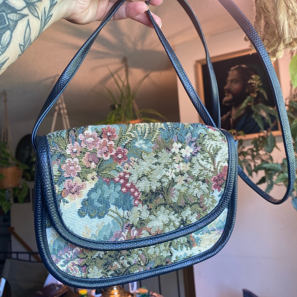 Cottagecore cross stitch purse